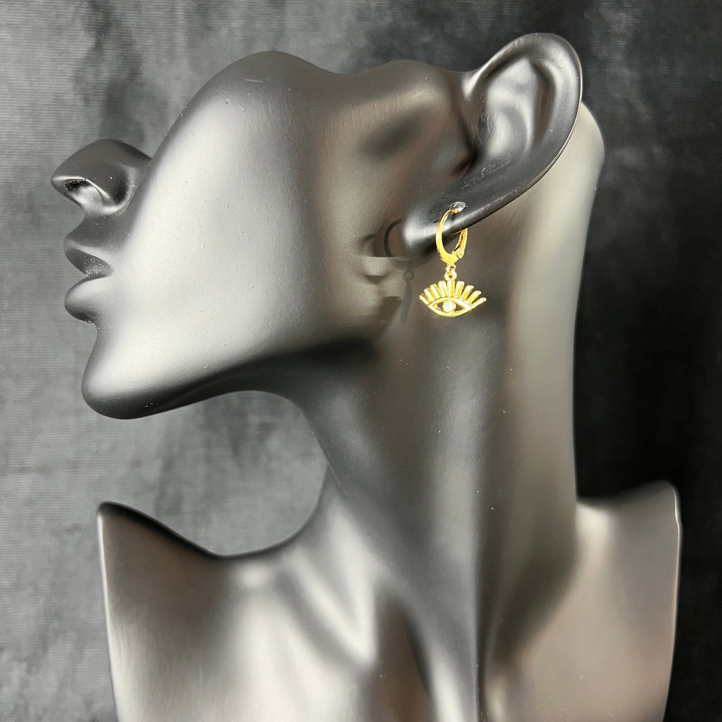 Third eye earrings gold-tone occult and elegant jewelry dainty earrings with stainless steel closures