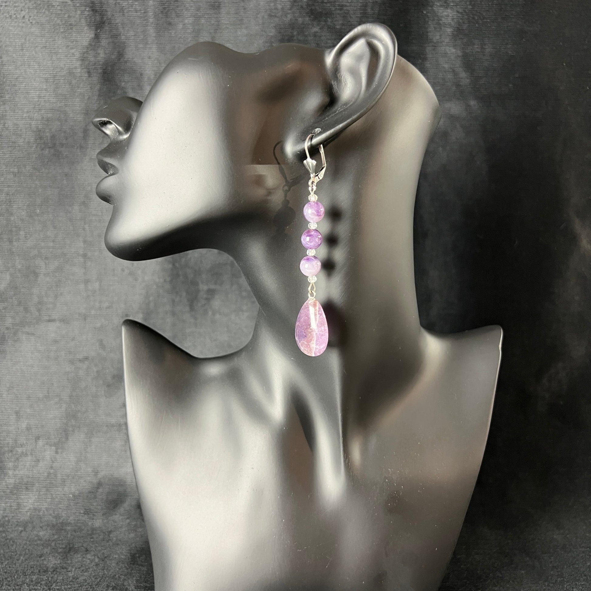Amethyst and crystal earrings elegant art deco jewelry dainty earrings for her