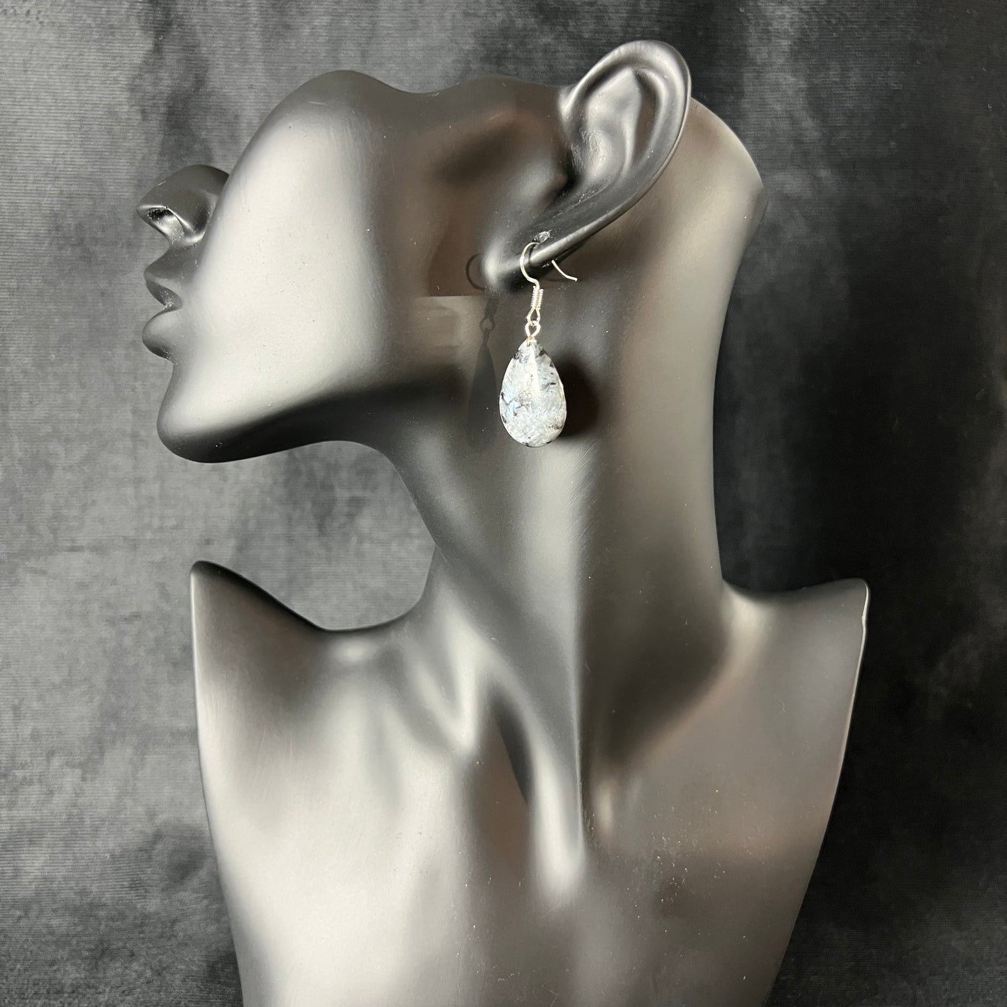 Crystal earrings Larvikite jewelry teardrop earrings minimalist dainty earrings Larvikite earrings