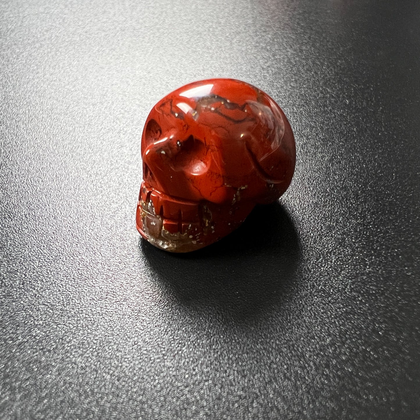 Tiny Red Jasper or Unakite gemstone skull amulet for altar, meditation, witchcraft Baguette Magick