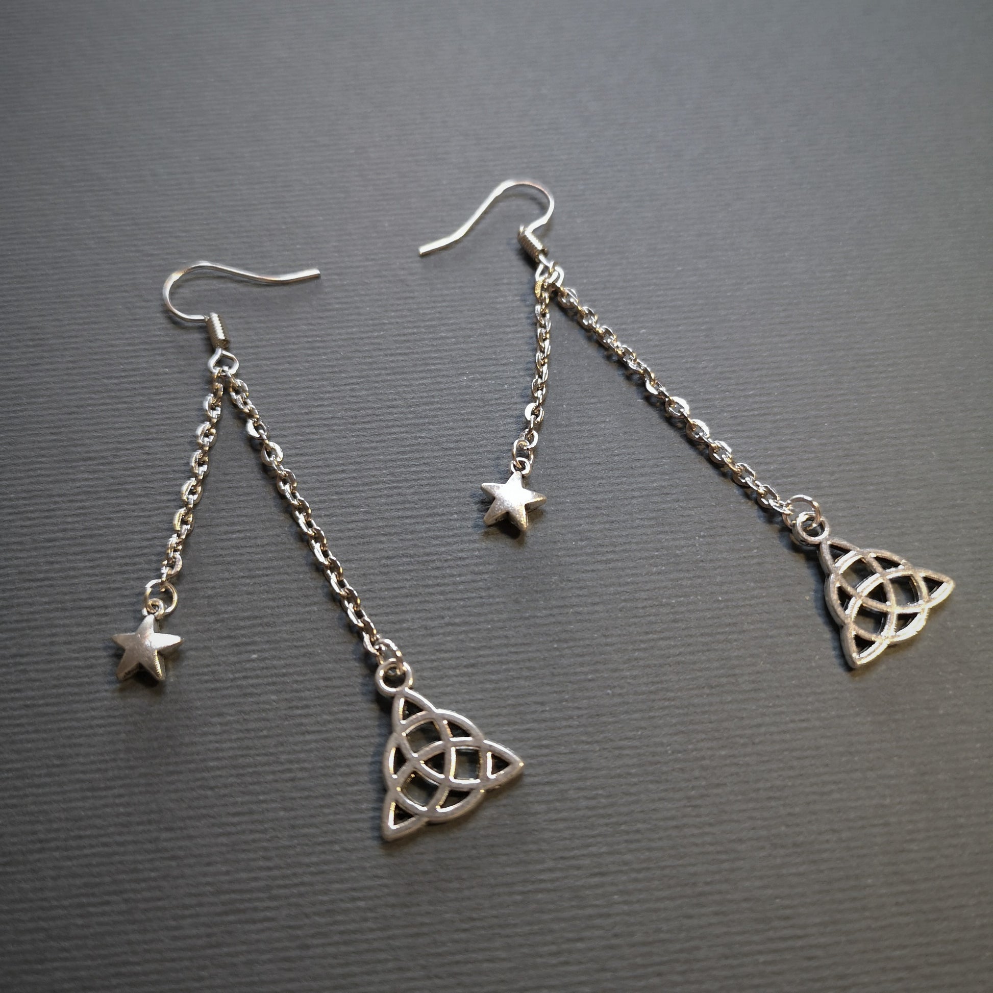 Trinity Celtic knot triquetra and stars earrings