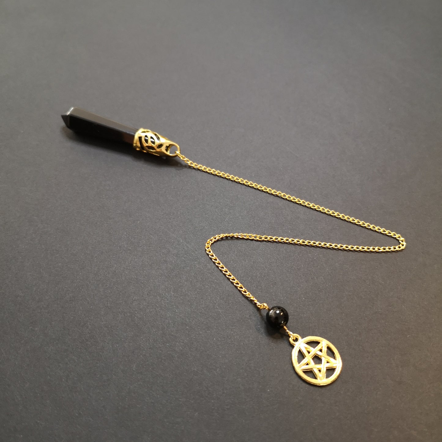 Golden onyx and pentacle dowsing pendulum - The French Witch shop