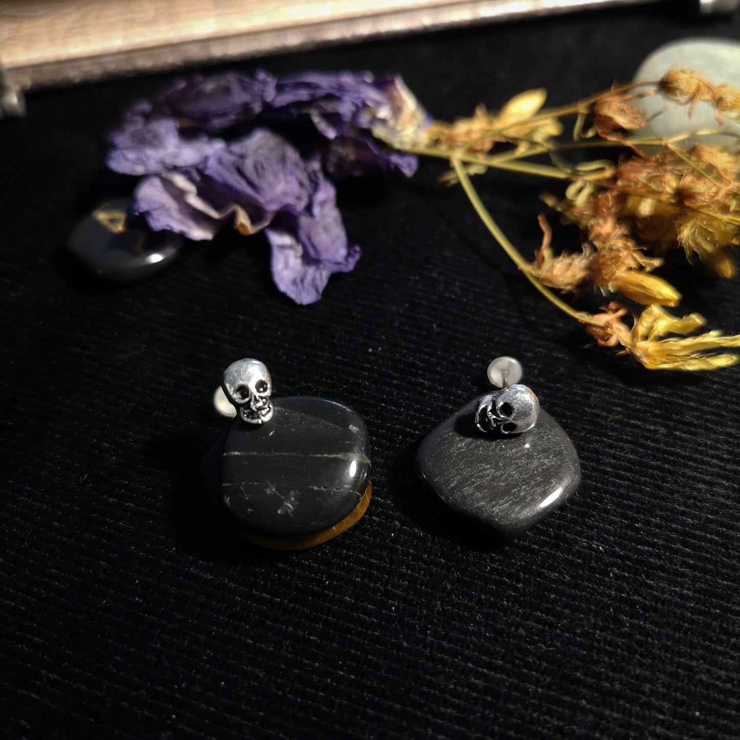 Tiny skull gothic alternative stud earrings The French Witch shop