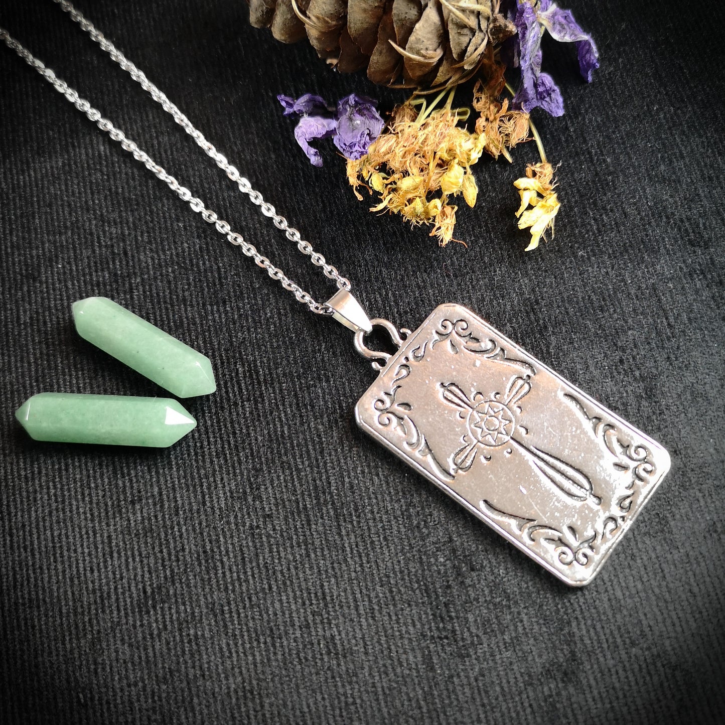 Wheel of fortune tarot arcana necklace with a reversible pendant The French Witch shop