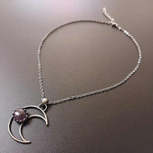Crescent moon amethyst witchy choker necklace - The French Witch shop