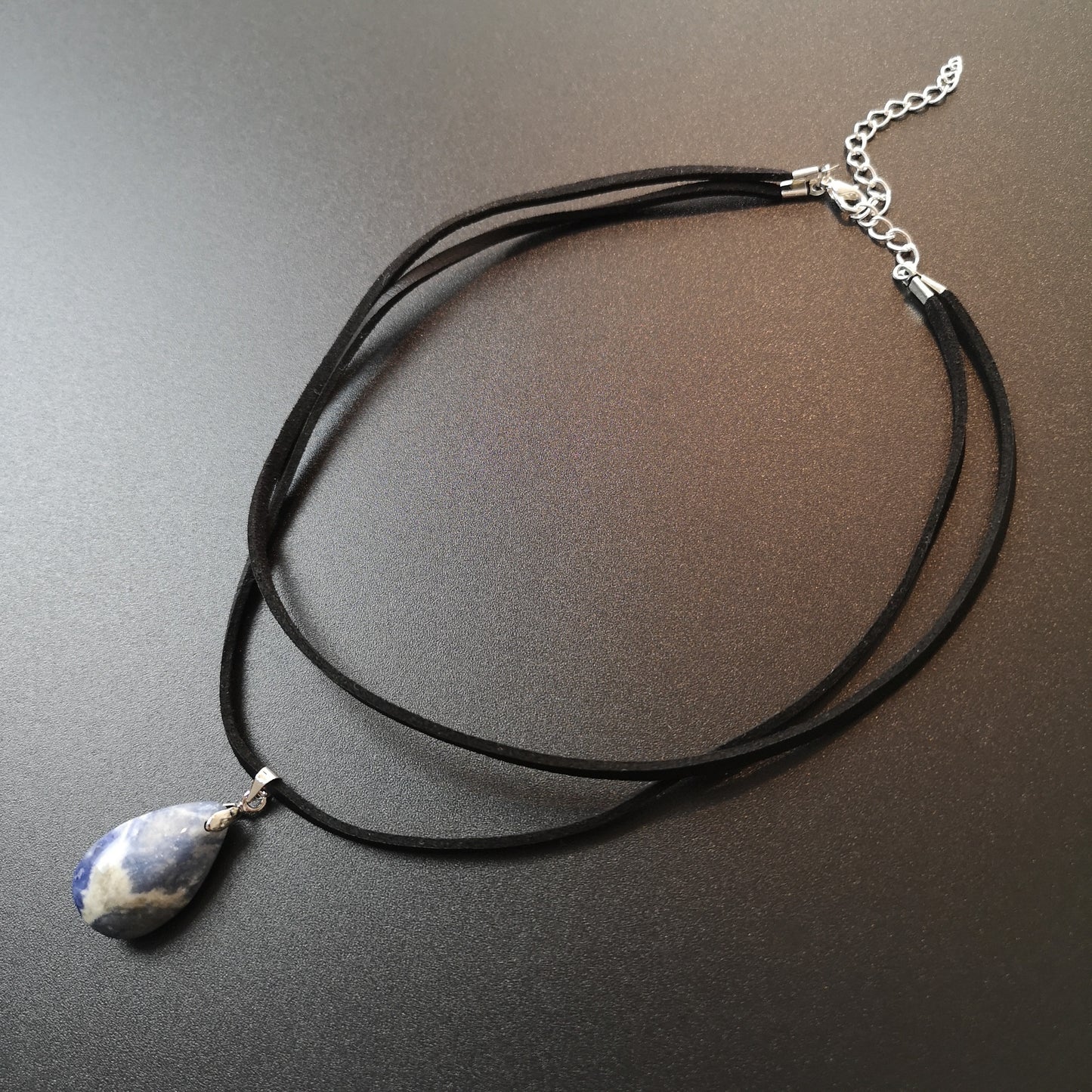Sodalite double black choker vegan suede The French Witch shop