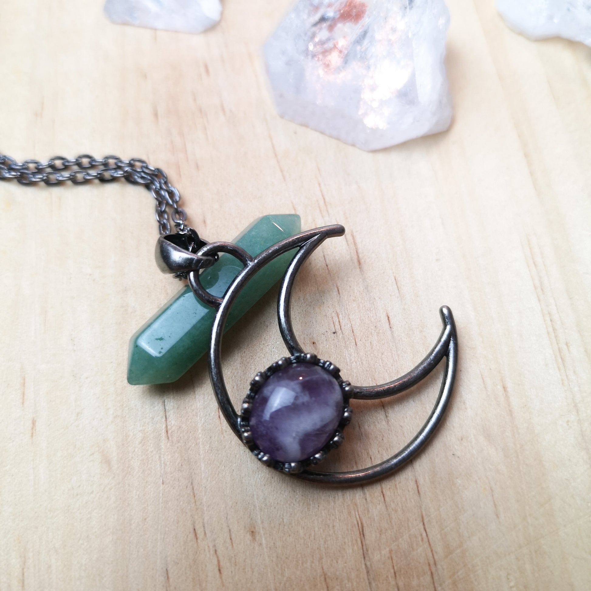 Crescent moon amethyst witchy choker necklace - The French Witch shop