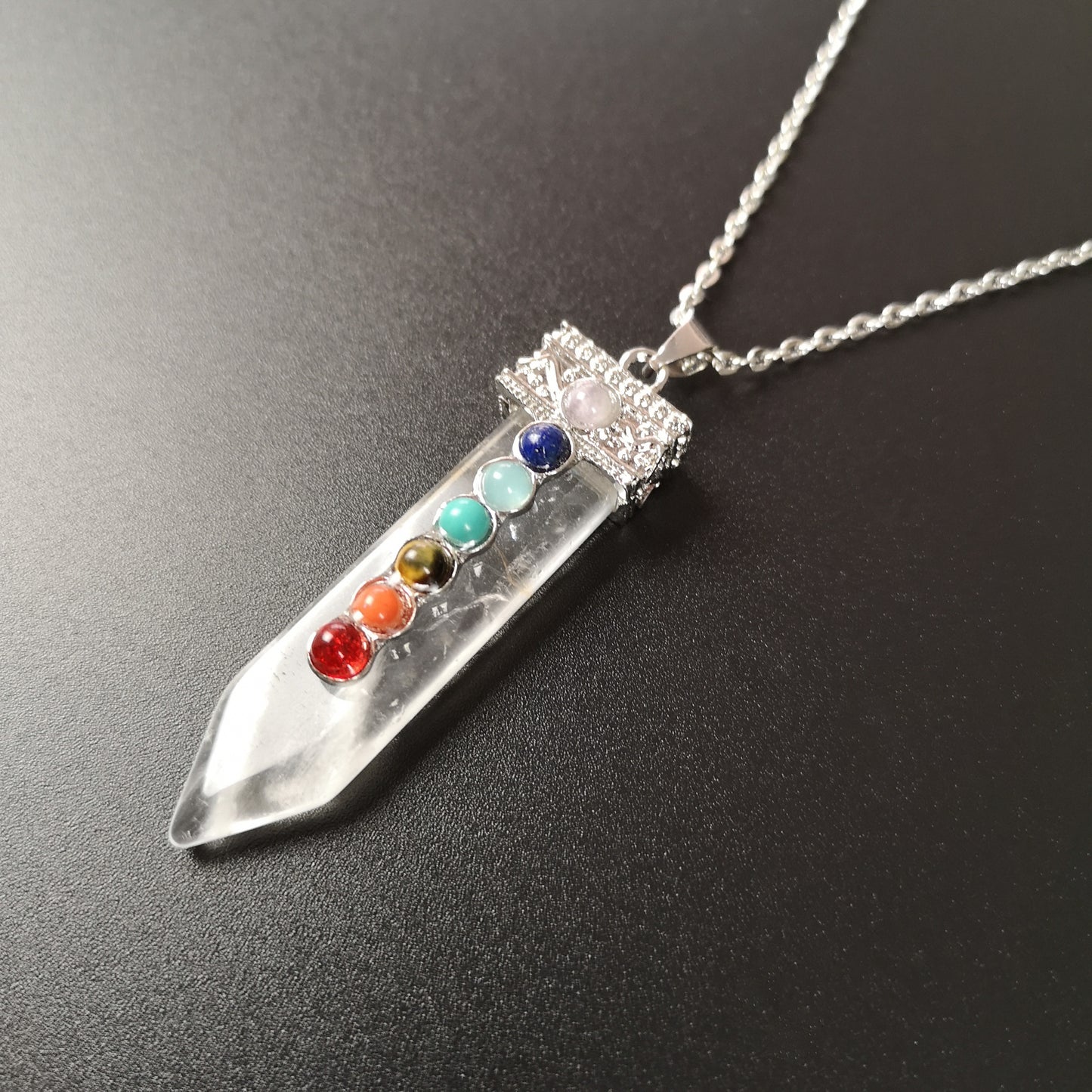 7 chakras quartz spiritual necklace Baguette Magick