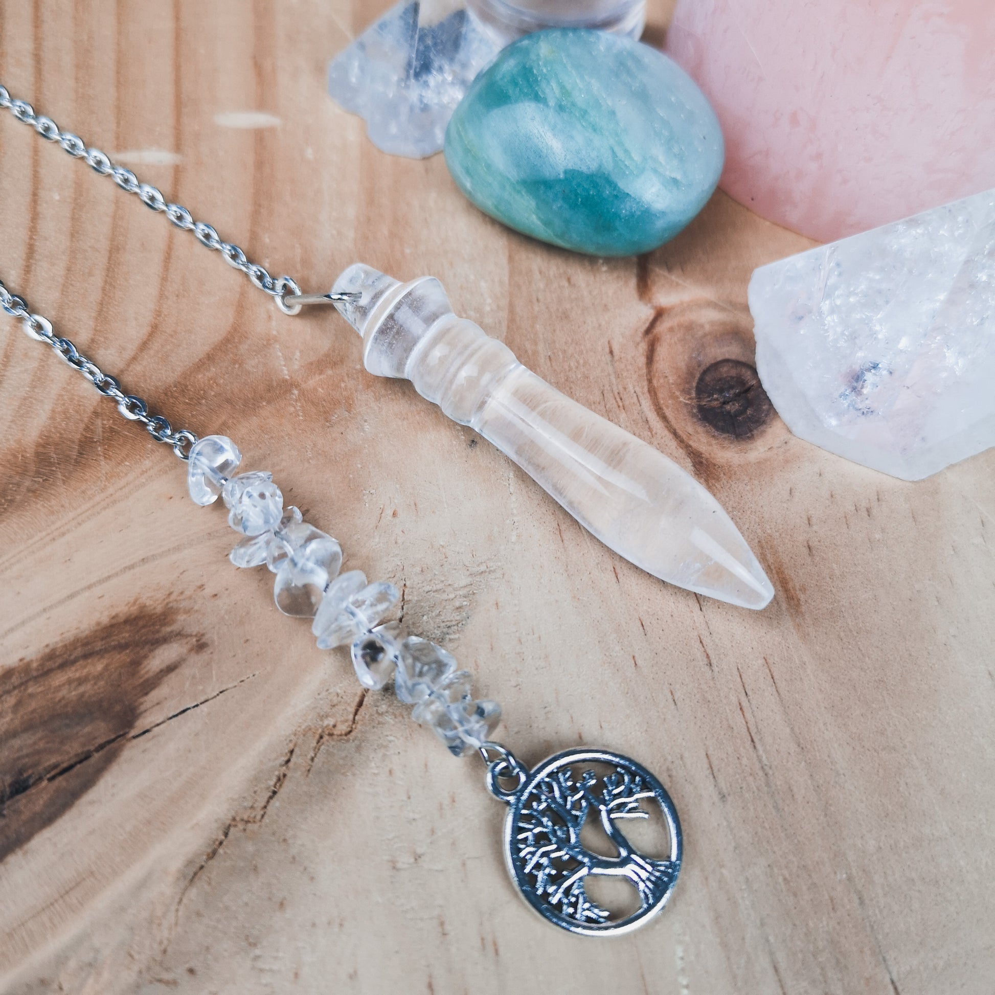 Egyptian Thot pendulum clear quartz and tree of life Baguette Magick