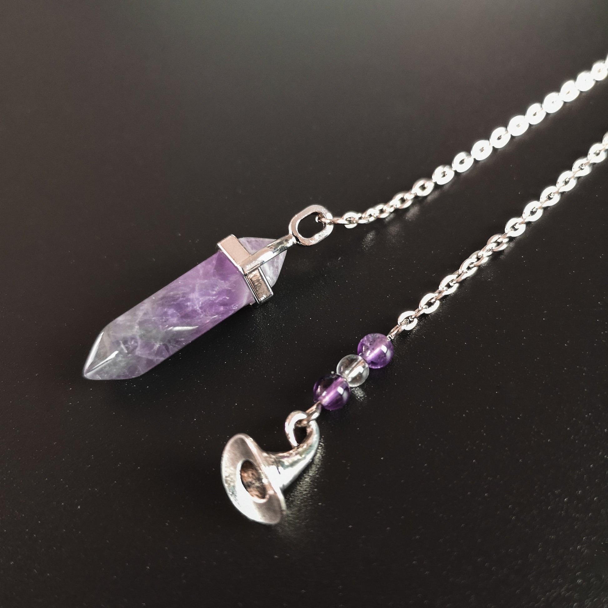 Amethyst and witch pointy hat dowsing divination pendulum Baguette Magick
