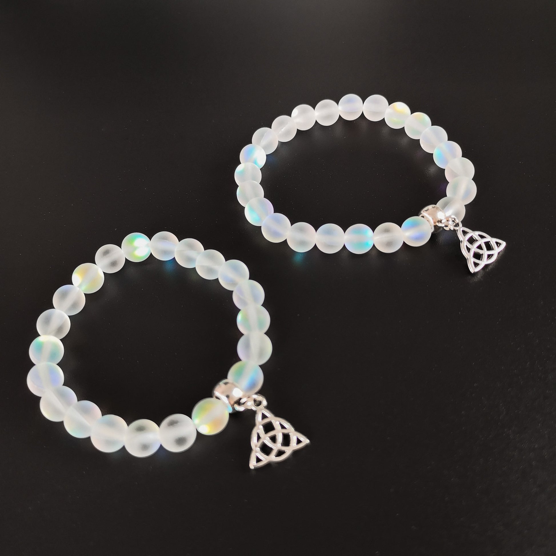 Mermaid glass mala beaded bracelet with a triquetra charm The French Witch shop