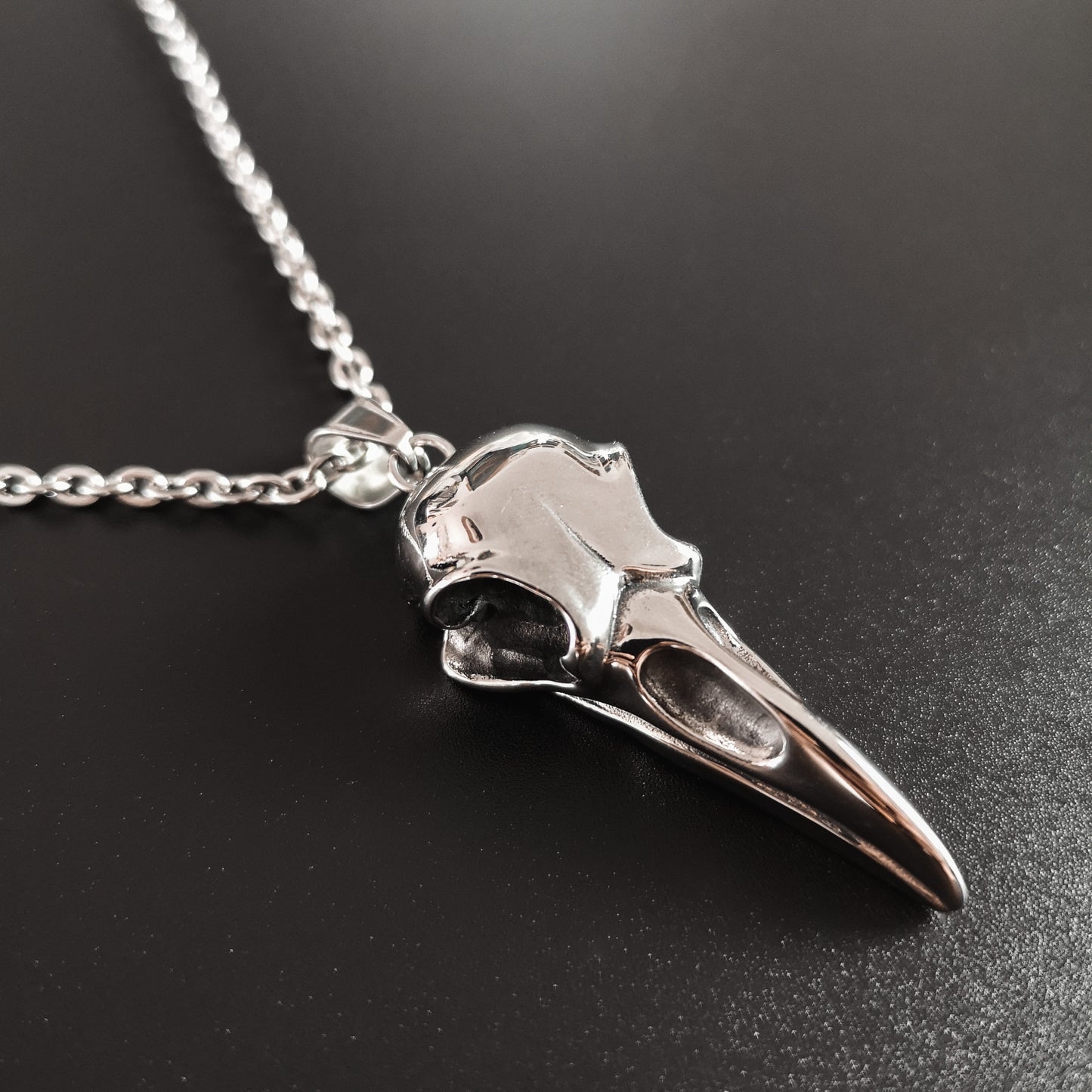 Stainless steel big bird skull gothic necklace Baguette Magick