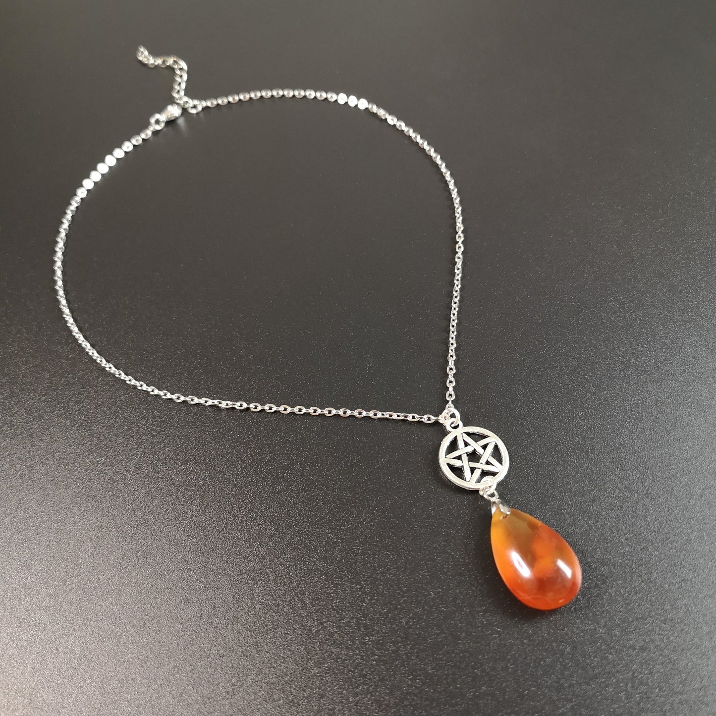 Carnelian and pentacle witchy choker necklace Baguette Magick