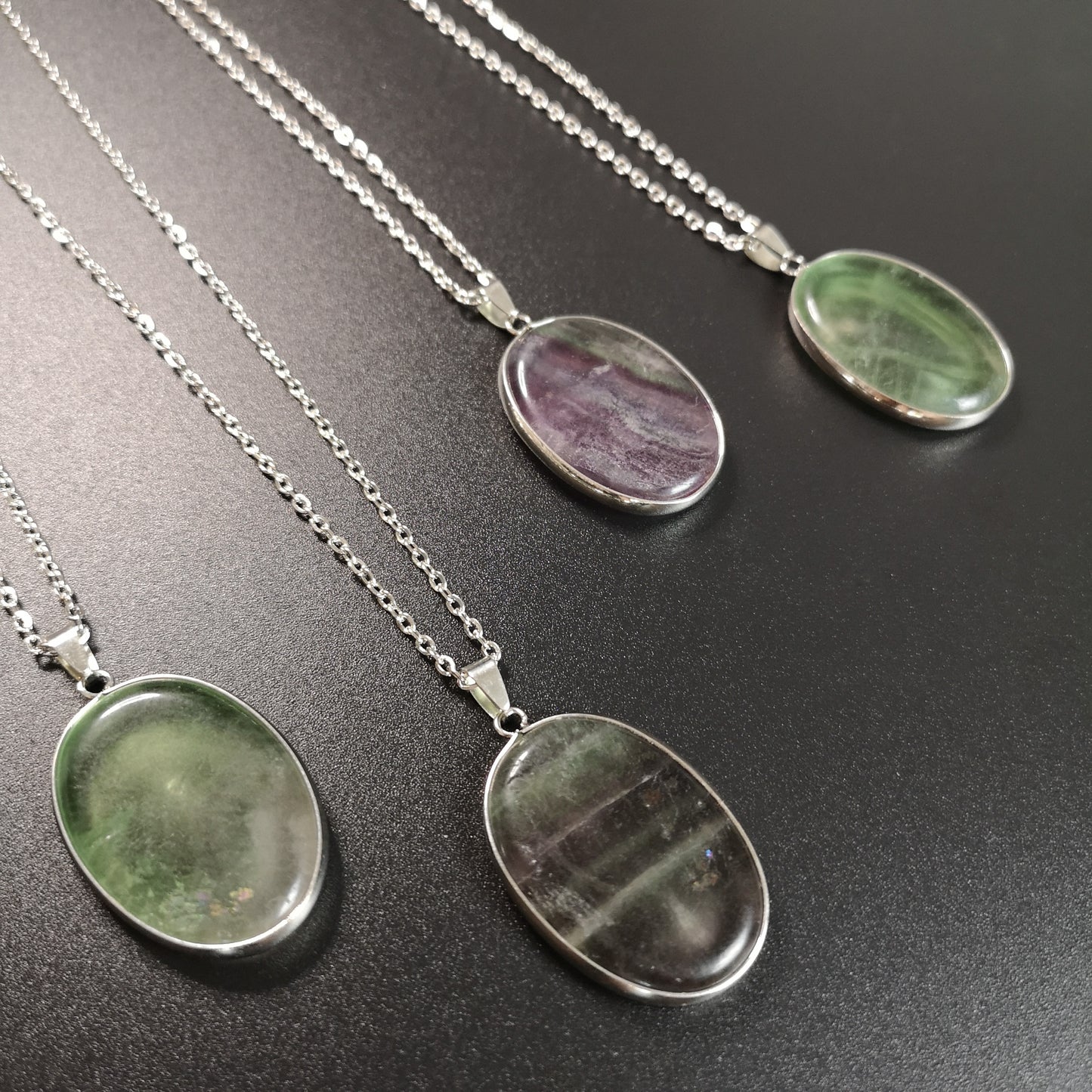 Big fluorite gemstone pendant necklace - The French Witch shop