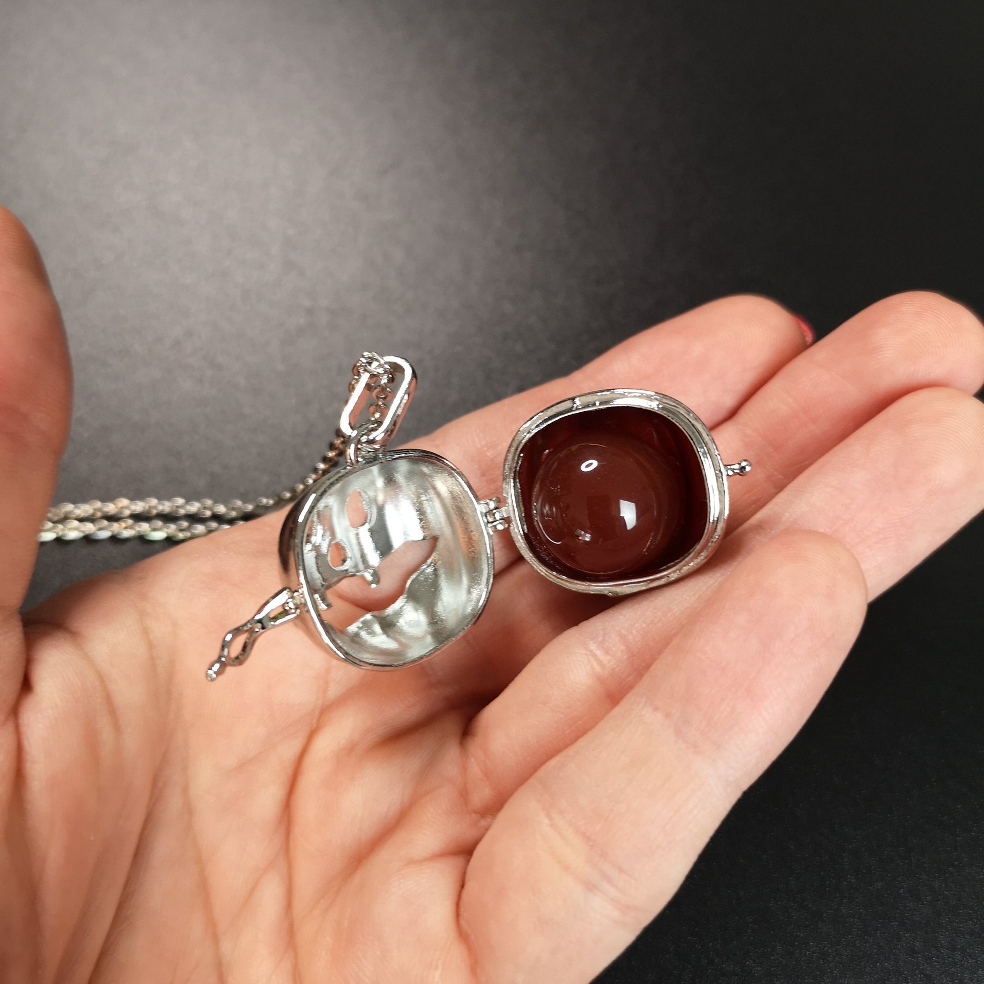 Pumpkin Jack o lantern and carnelian gothic witchy Halloween locket necklace Baguette Magick
