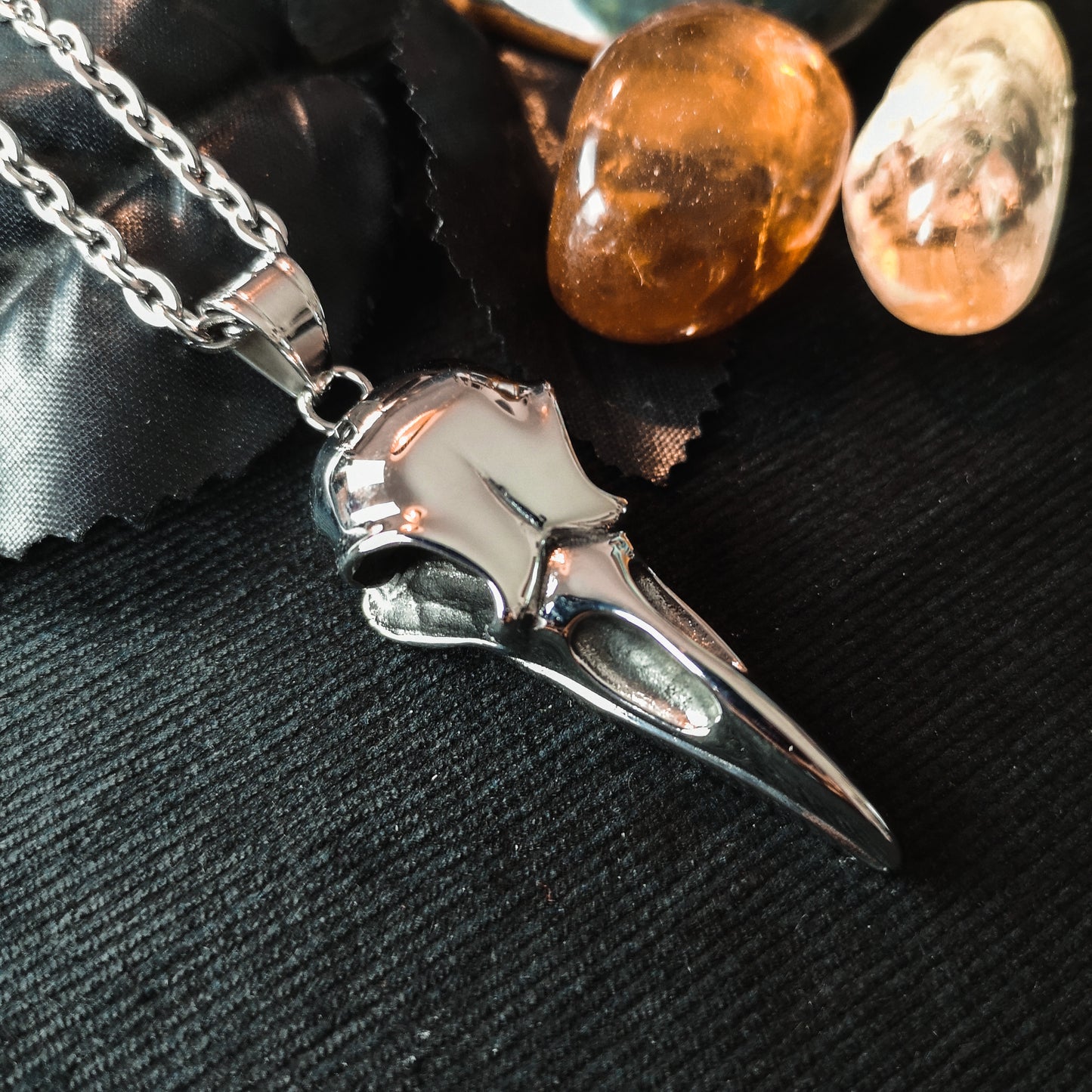 Stainless steel big bird skull gothic necklace The French Witch shop