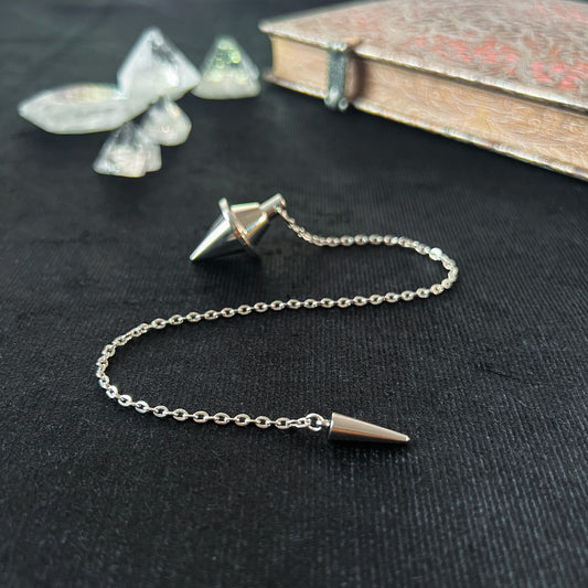 Silver-tone double cone pendulum with a spike charm - The French Witch shop