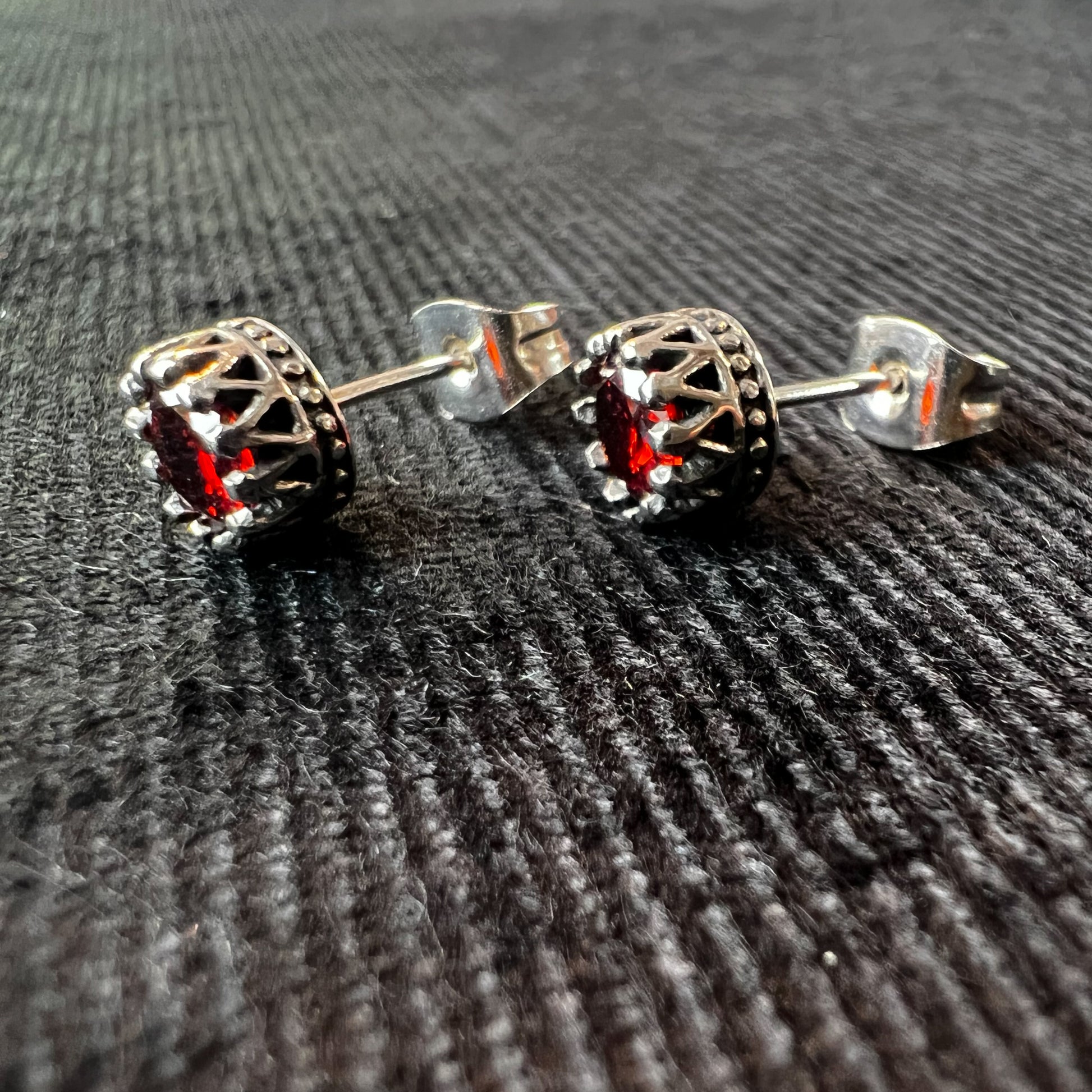 Red rhinestone and crown earrings royalcore retro jewelry elegant stud push-back earrings gift for her