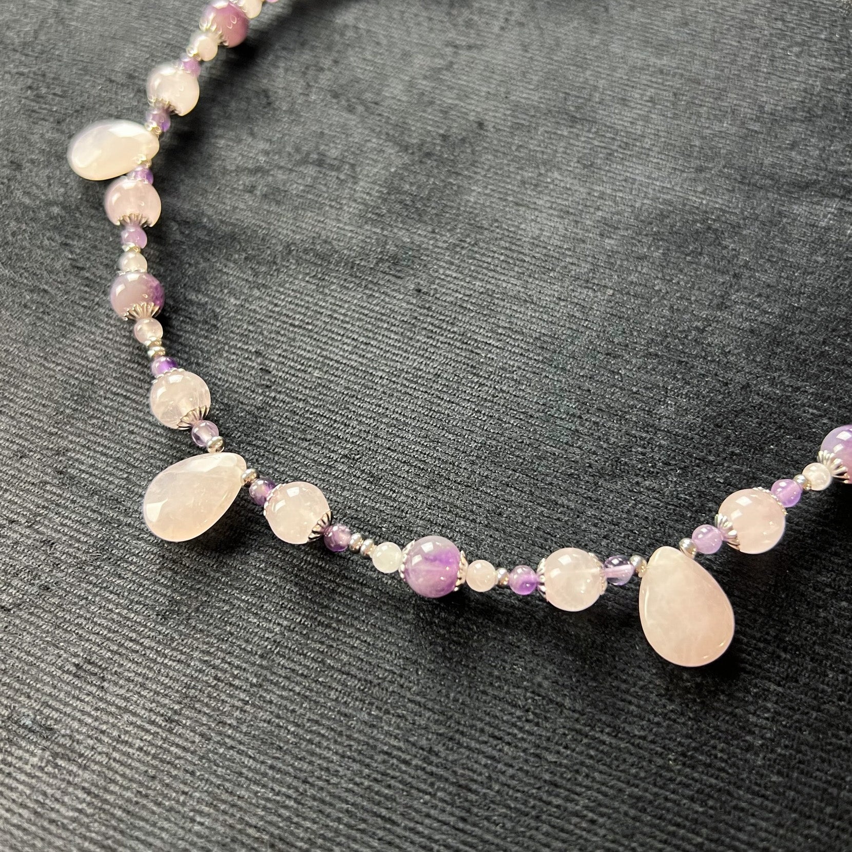 Gemstone beaded necklace quartz amethyst and stainless steel Rêveries Collection royalcore necklace gift for her