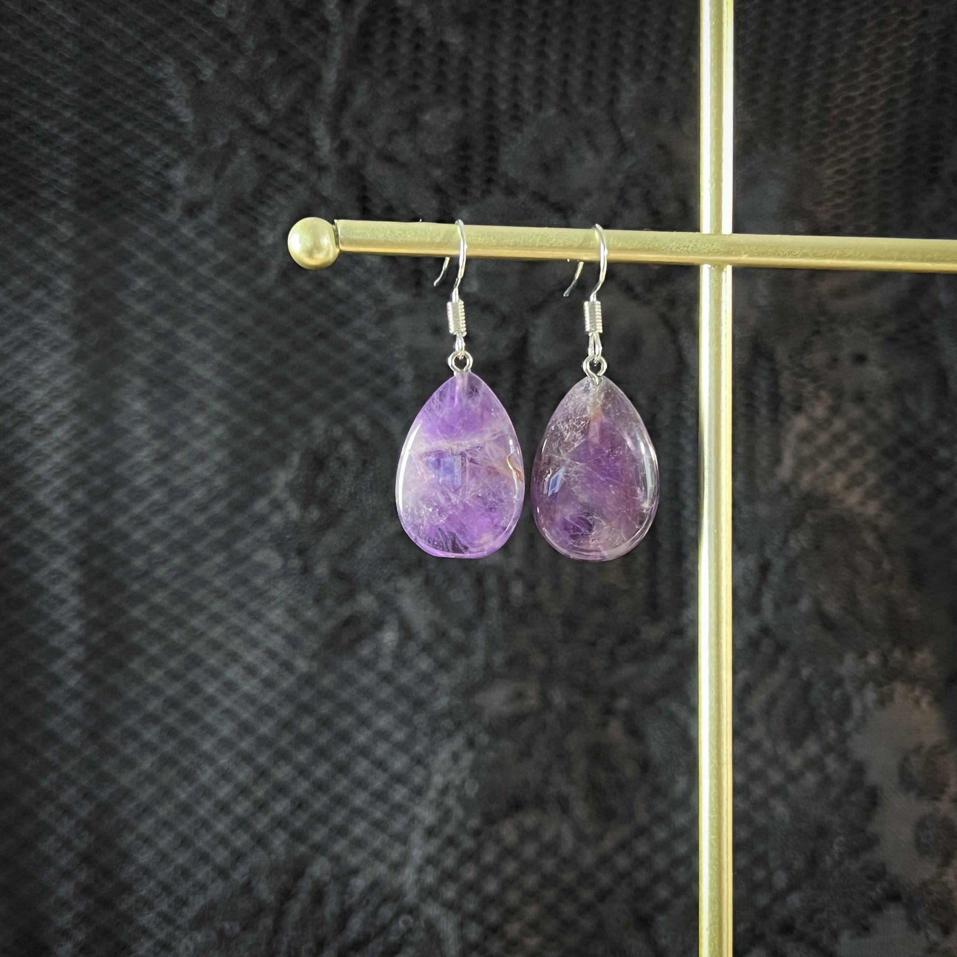 Crystal earrings amethyst jewelry teardrop earrings minimalist dainty earrings amethyst earrings