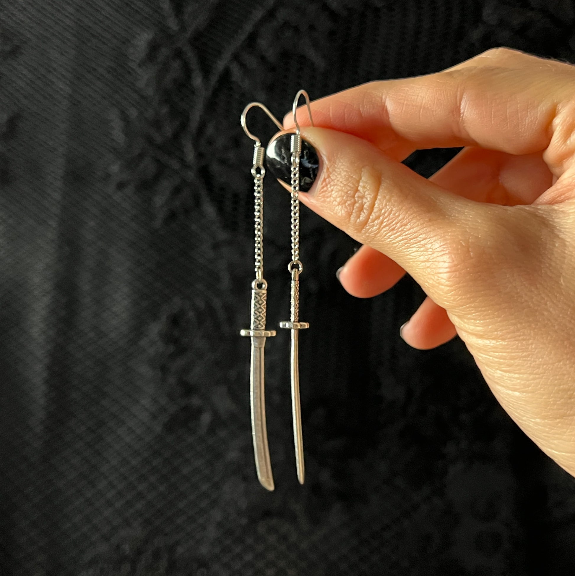 Katana earrings statement sword jewelry gothic witchy alternative earrings gothic gift