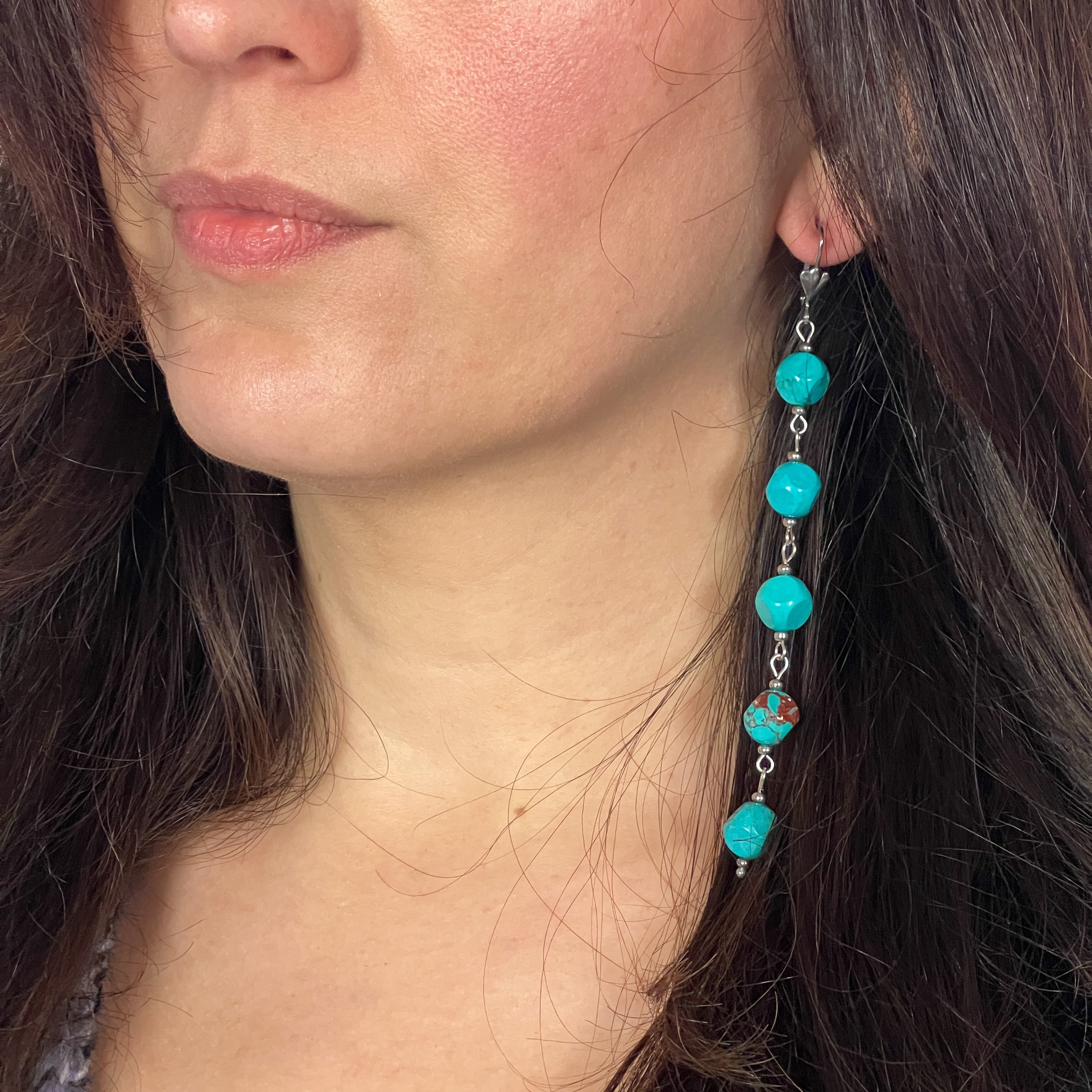 Genuine hot sale turquoise earrings