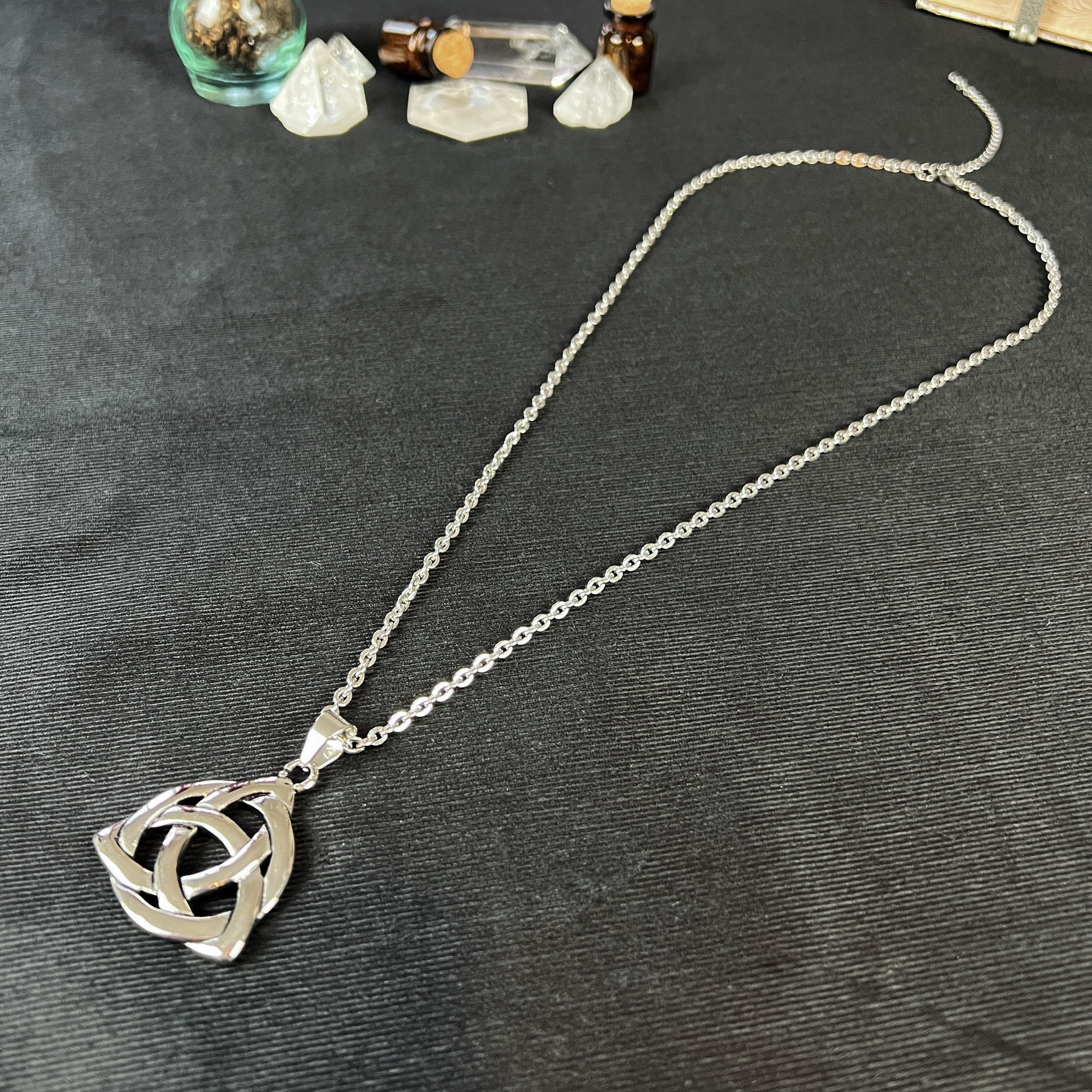 Big triquetra Celtic stainless steel pagan necklace Baguette Magick