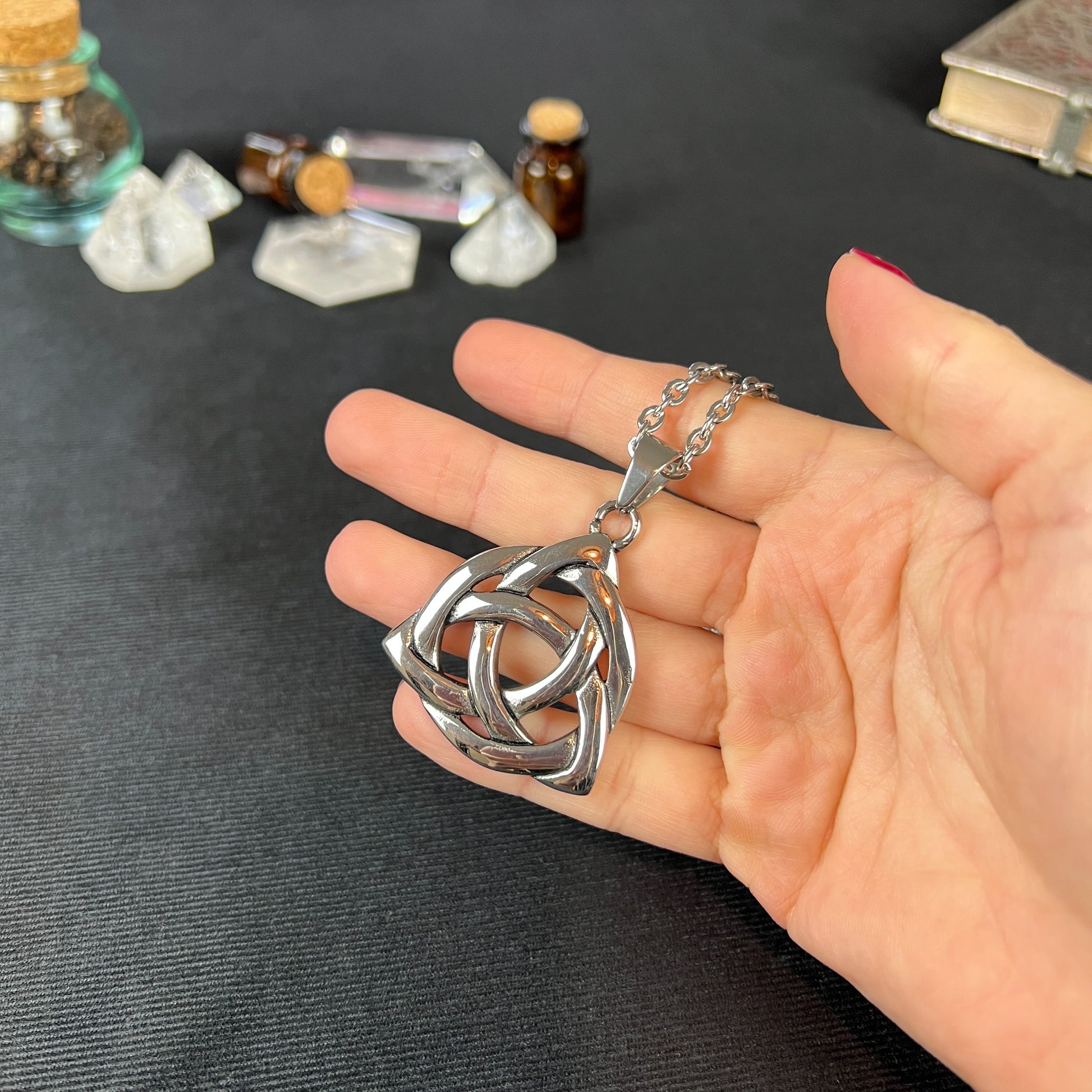 Triquetra necklace made of stainless steel pagan celtic knot necklace wiccan witch spiritual occult necklace