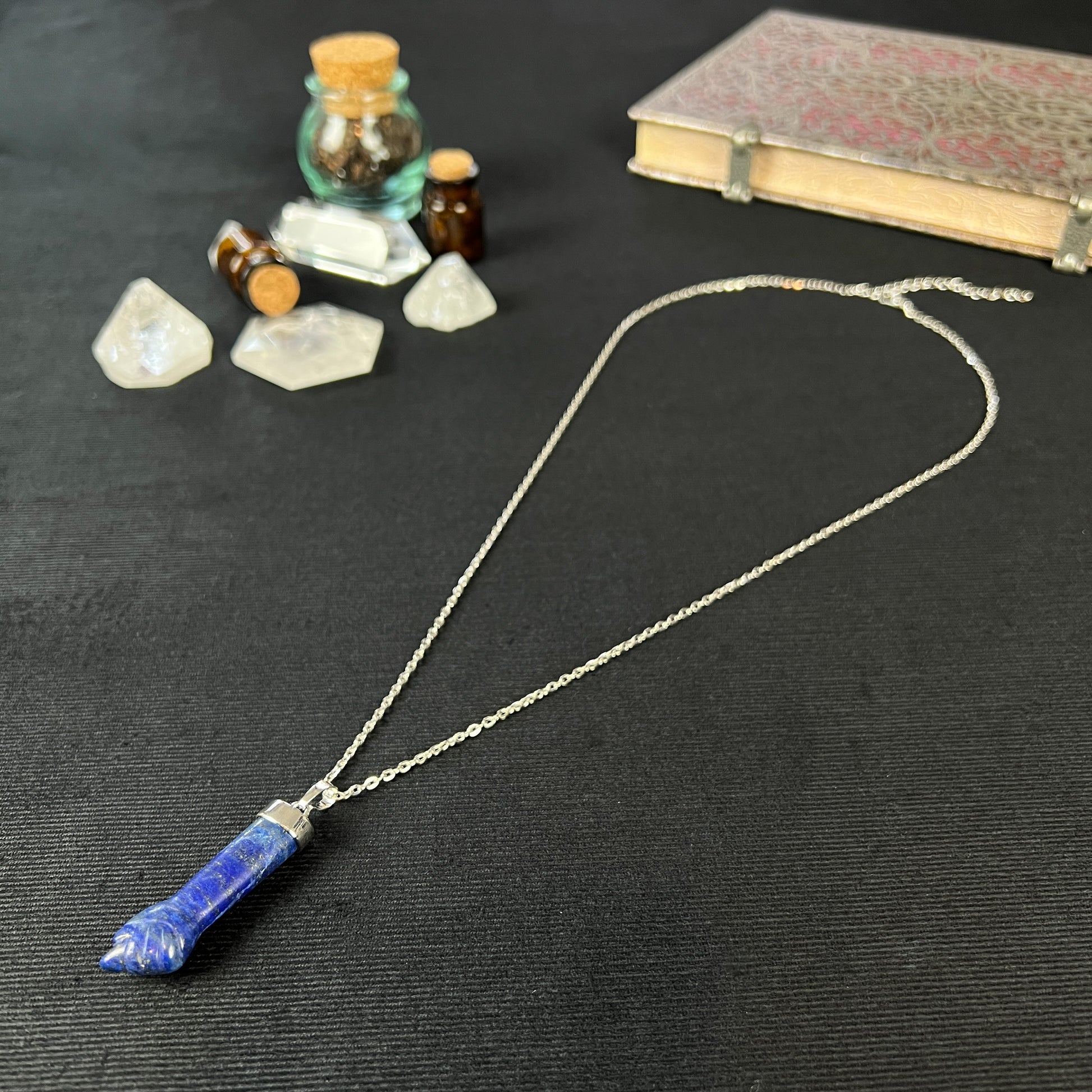 Figa hand lapis lazuli necklace fertility amulet evil eye necklace lucky charm figa pendant gemstone necklace