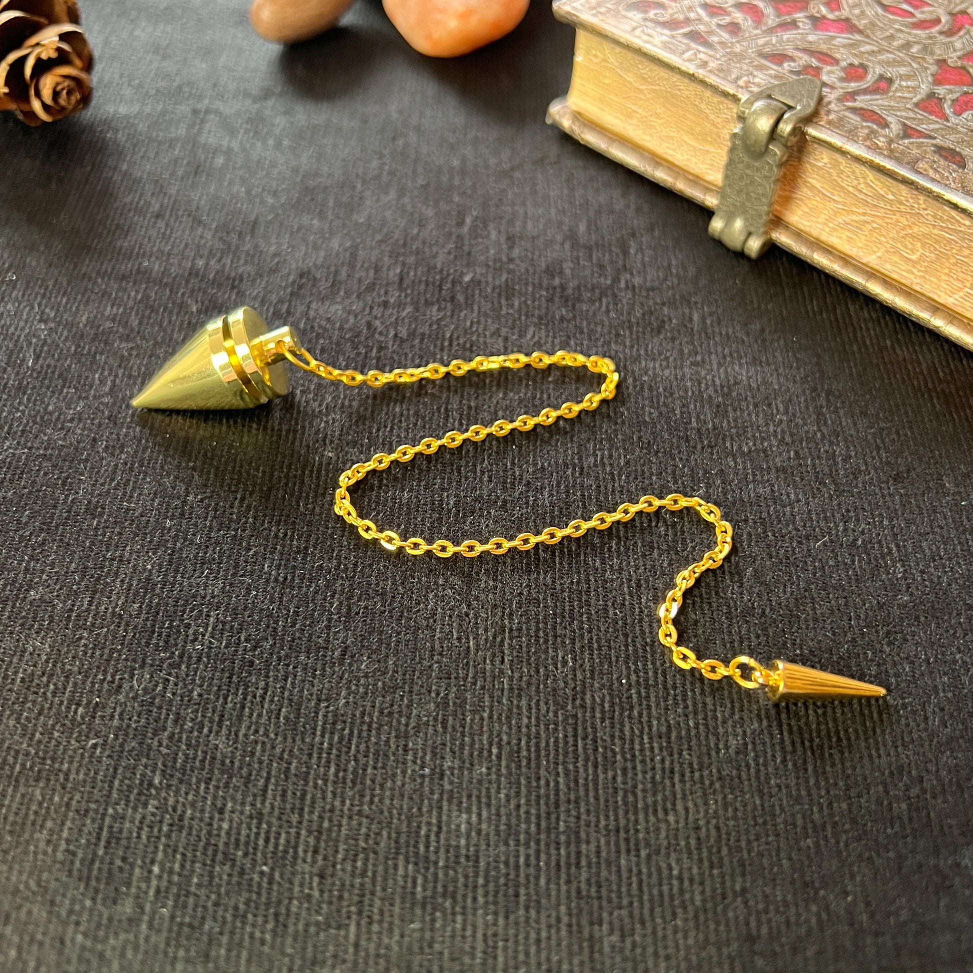 Cone and coil divination pendulum golden dowsing pendulum with a spike charm divination tool