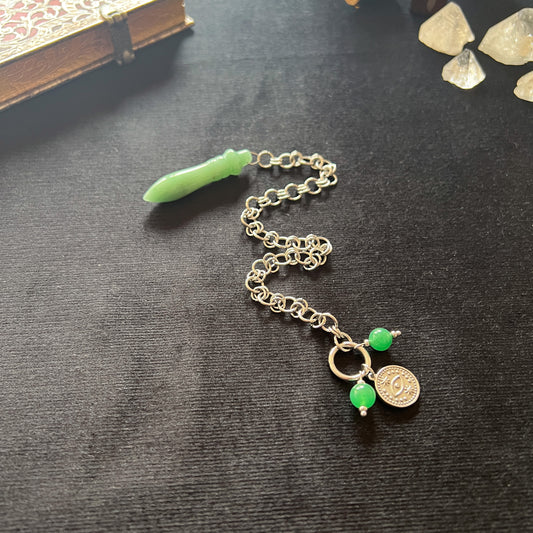 Egyptian divination pendulum Thot aventurine gemstone pendulum chainmail and third eye charm dowsing pendulum