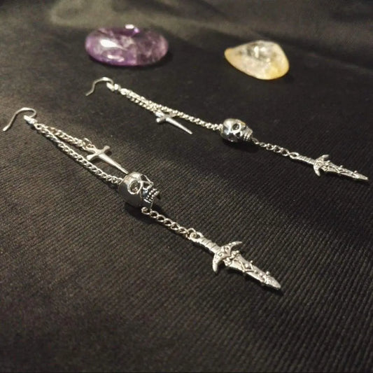 Earrings Skull and daggers dangle & drop earrings The French Witch shop