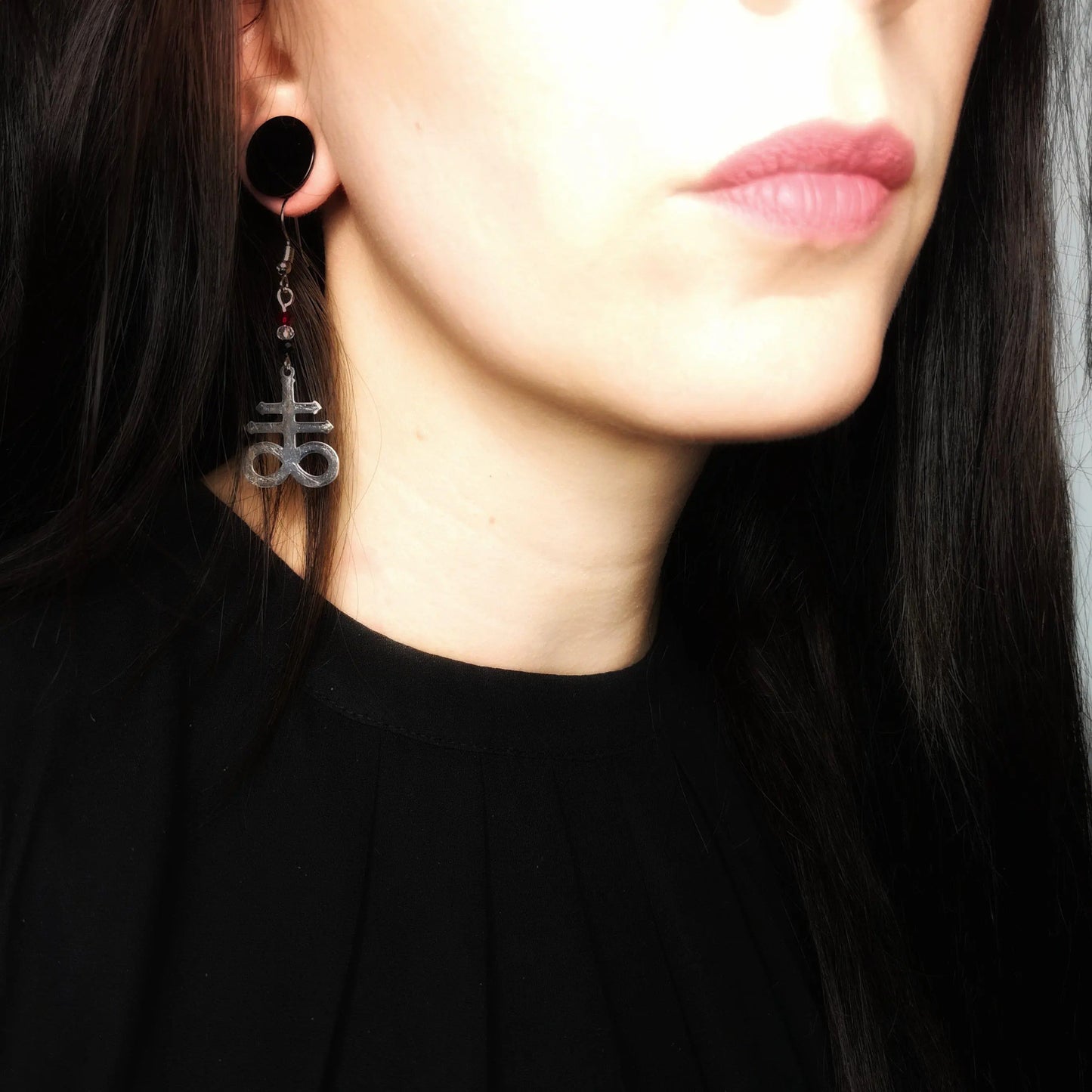 Earrings Sulfur, Leviathan cross, alchemical earrings The French Witch shop