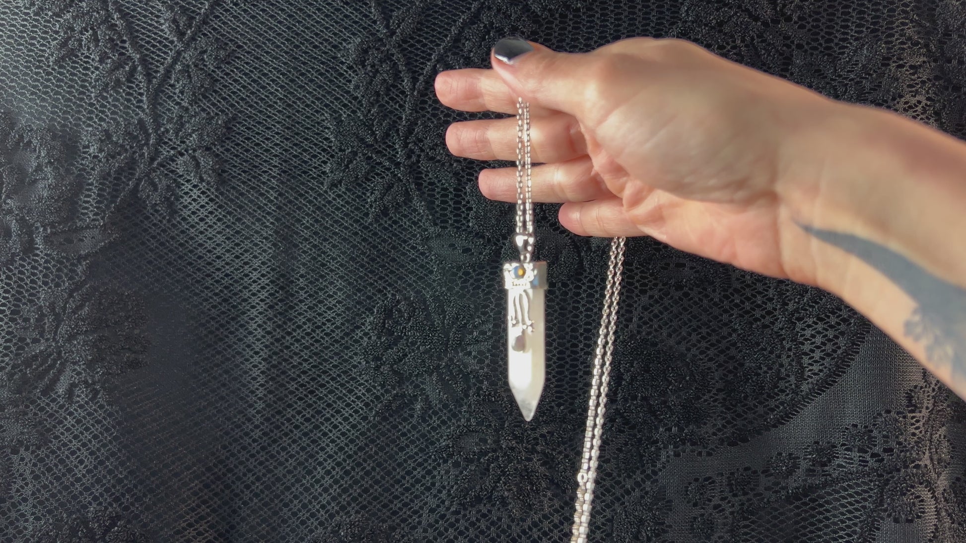 Quartz necklace boho jewelry witchy jewelry quartz pendant with opalite witch gift art nouveau necklace spiritual jewelry