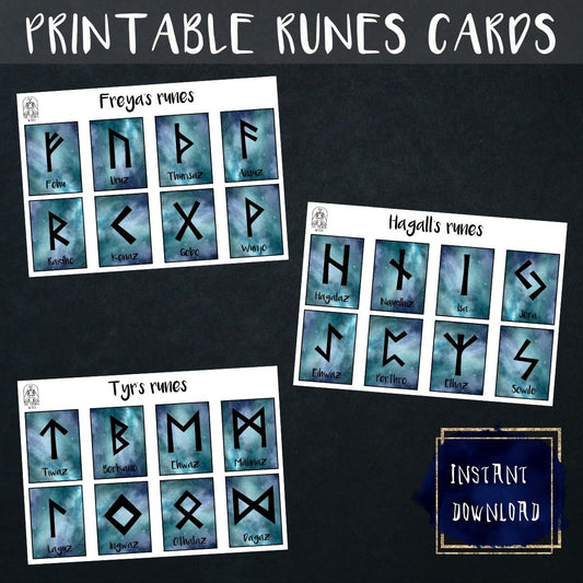 Printable runes cards Baguette Magick