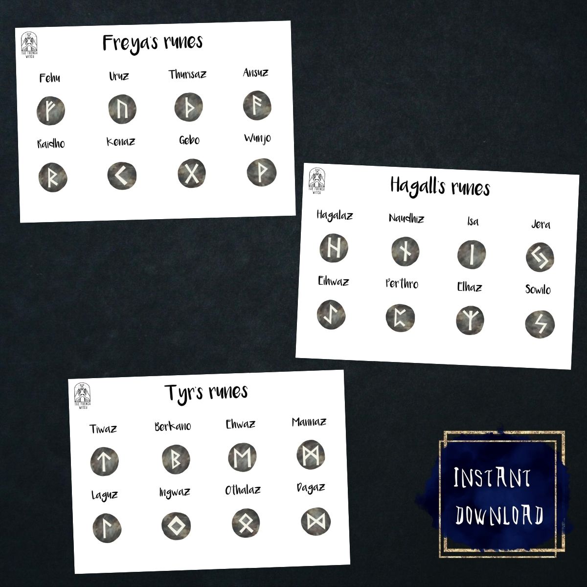 Printable runes set Baguette Magick